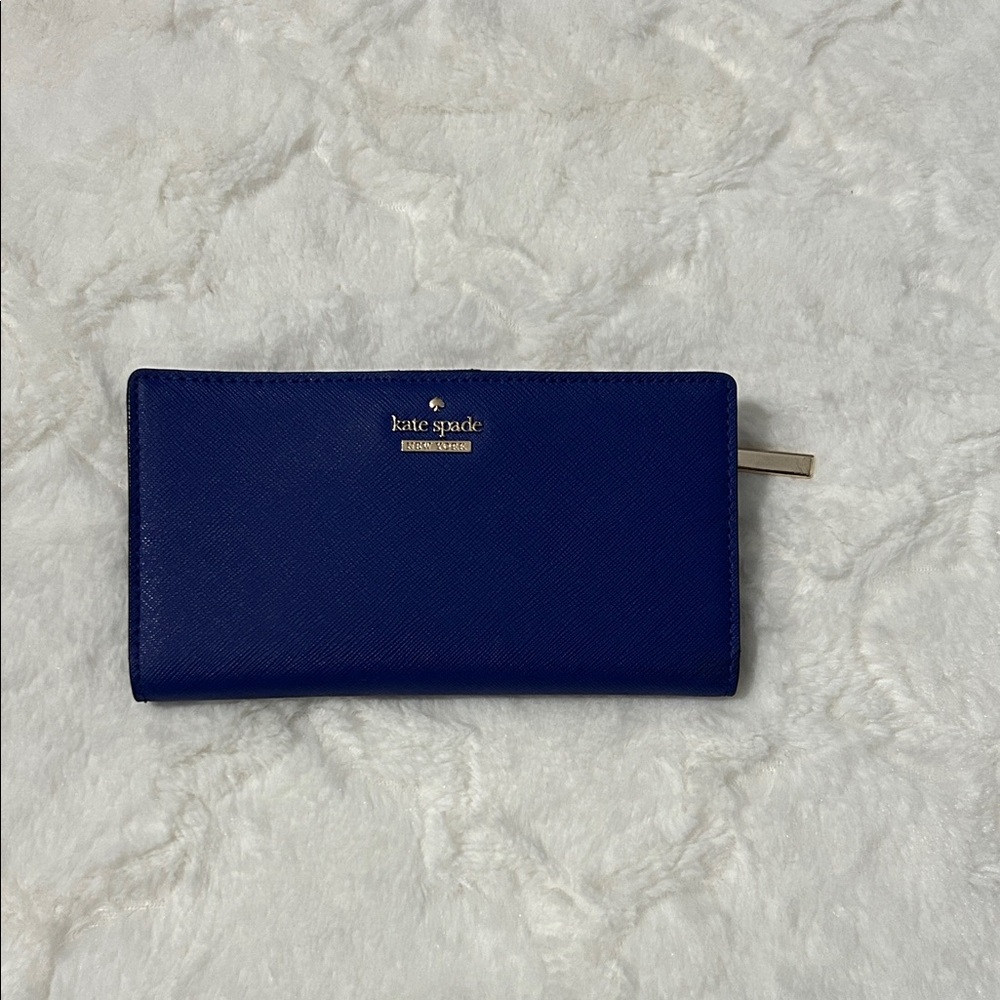 Kate Spade Royal Blue Wallet with Gold Detail